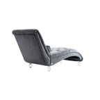 Chaise longue capitonnée en velours avec oreiller – Bleu clair / Noir / Moutarde / Émeraude / Violet / Argent / Rose | Simple