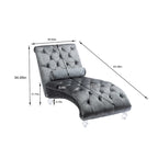 Chaise longue capitonnée en velours avec oreiller – Bleu clair / Noir / Moutarde / Émeraude / Violet / Argent / Rose | Simple