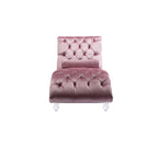 Chaise longue capitonnée en velours avec oreiller – Bleu clair / Noir / Moutarde / Émeraude / Violet / Argent / Rose | Simple