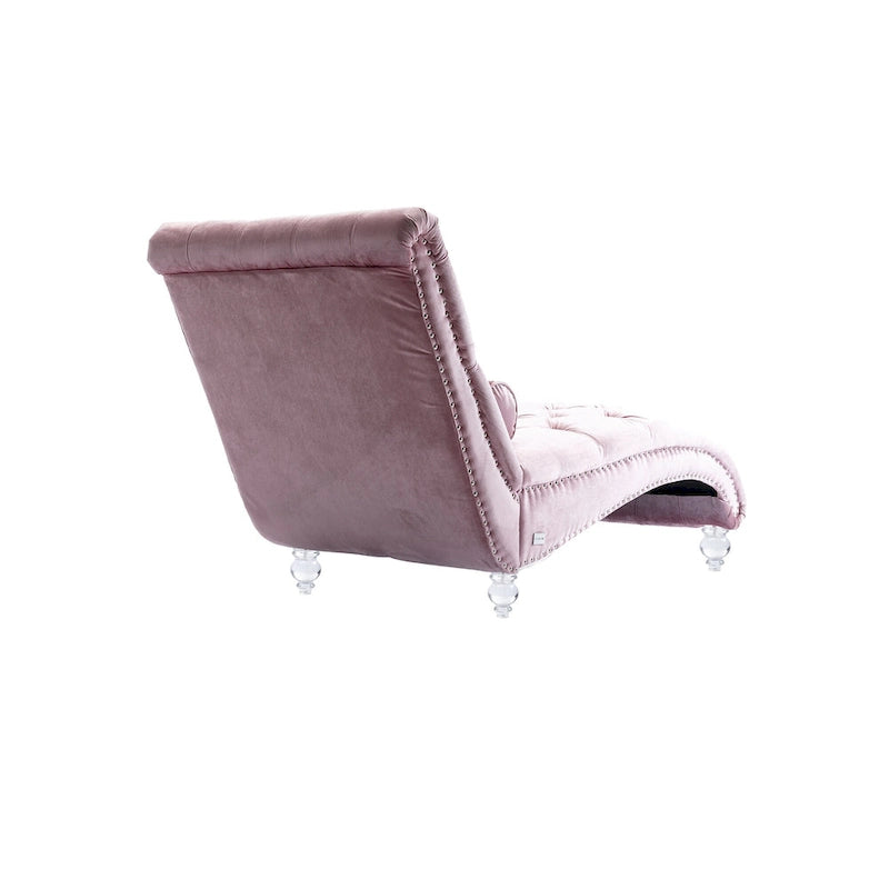 Chaise longue capitonnée en velours avec oreiller – Bleu clair / Noir / Moutarde / Émeraude / Violet / Argent / Rose | Simple