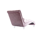 Chaise longue capitonnée en velours avec oreiller – Bleu clair / Noir / Moutarde / Émeraude / Violet / Argent / Rose | Simple