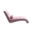 Chaise longue capitonnée en velours avec oreiller – Bleu clair / Noir / Moutarde / Émeraude / Violet / Argent / Rose | Simple