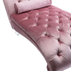 Chaise longue capitonnée en velours avec oreiller – Bleu clair / Noir / Moutarde / Émeraude / Violet / Argent / Rose | Simple