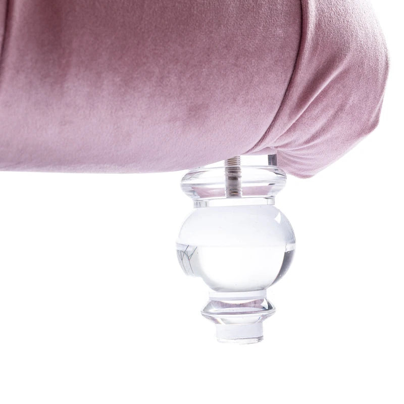 Chaise longue capitonnée en velours avec oreiller – Bleu clair / Noir / Moutarde / Émeraude / Violet / Argent / Rose | Simple