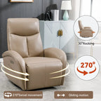 Fauteuil inclinable, pivotant et berçant motorisé Marron/Beige+Gris, pivotant à 270°, une place