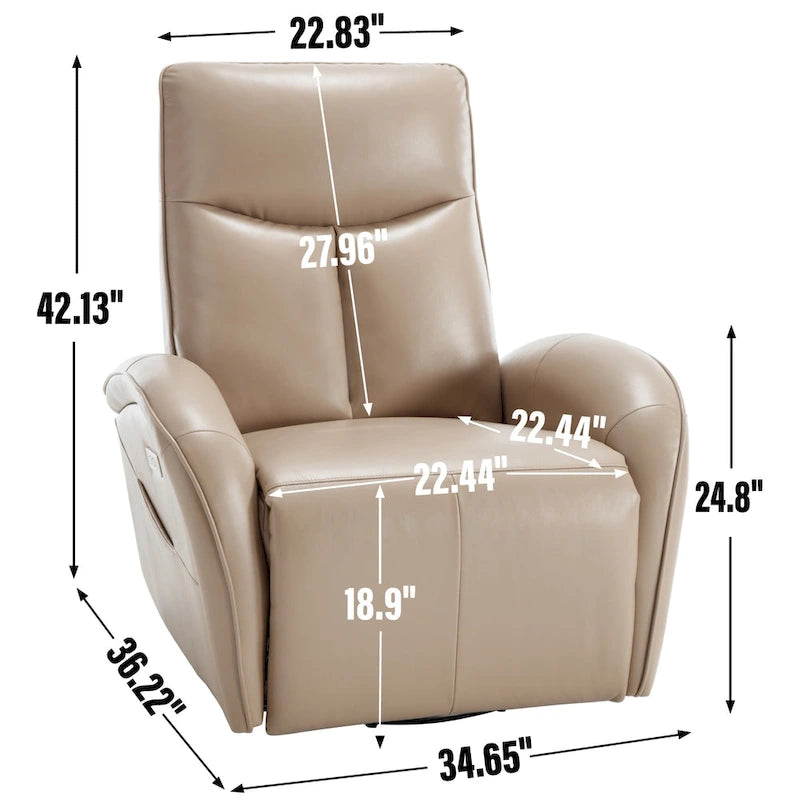 Fauteuil inclinable, pivotant et berçant motorisé Marron/Beige+Gris, pivotant à 270°, une place