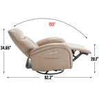 Fauteuil inclinable, pivotant et berçant motorisé Marron/Beige+Gris, pivotant à 270°, une place