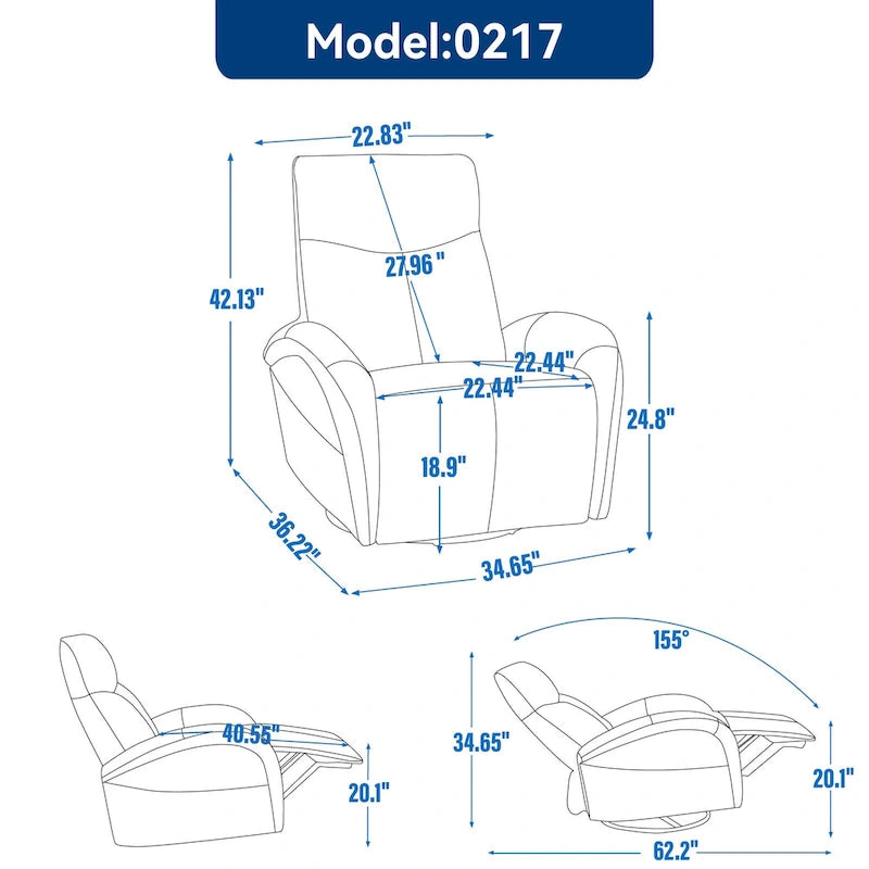 Fauteuil inclinable, pivotant et berçant motorisé Marron/Beige+Gris, pivotant à 270°, une place
