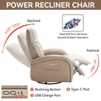 Fauteuil inclinable, pivotant et berçant motorisé Marron/Beige+Gris, pivotant à 270°, une place