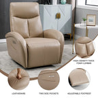 Fauteuil inclinable, pivotant et berçant motorisé Marron/Beige+Gris, pivotant à 270°, une place