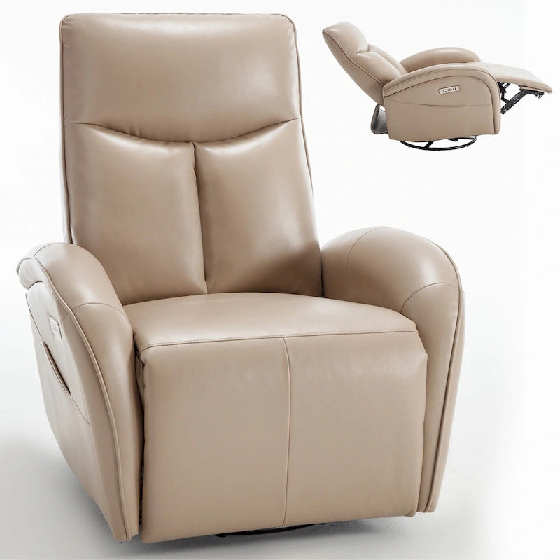 Fauteuil inclinable, pivotant et berçant motorisé Marron/Beige+Gris, pivotant à 270°, une place