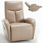 Fauteuil inclinable, pivotant et berçant motorisé Marron/Beige+Gris, pivotant à 270°, une place