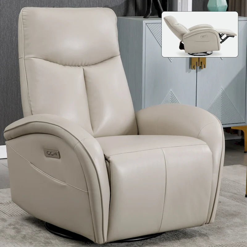 Fauteuil inclinable, pivotant et berçant motorisé Marron/Beige+Gris, pivotant à 270°, une place