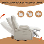 Fauteuil inclinable, pivotant et berçant motorisé Marron/Beige+Gris, pivotant à 270°, une place