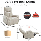 Fauteuil inclinable, pivotant et berçant motorisé Marron/Beige+Gris, pivotant à 270°, une place