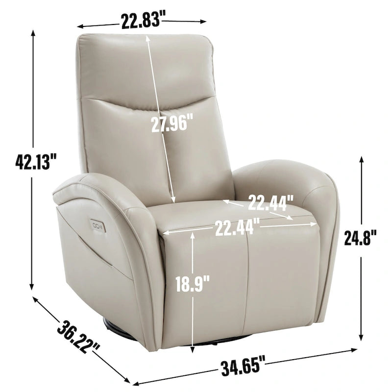 Fauteuil inclinable, pivotant et berçant motorisé Marron/Beige+Gris, pivotant à 270°, une place