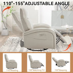 Fauteuil inclinable, pivotant et berçant motorisé Marron/Beige+Gris, pivotant à 270°, une place