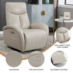 Fauteuil inclinable, pivotant et berçant motorisé Marron/Beige+Gris, pivotant à 270°, une place