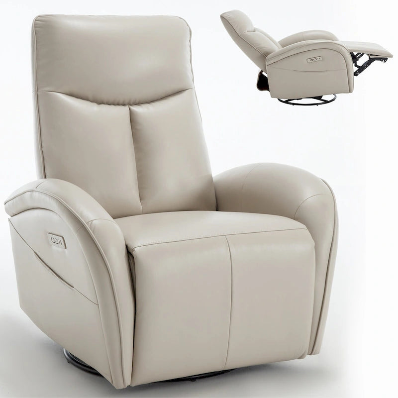 Fauteuil inclinable, pivotant et berçant motorisé Marron/Beige+Gris, pivotant à 270°, une place