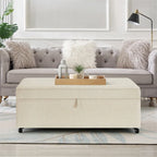Banc de rangement en lin Avoine/Ivoire/Gris/Gris foncé/Noir, 2-3 personnes