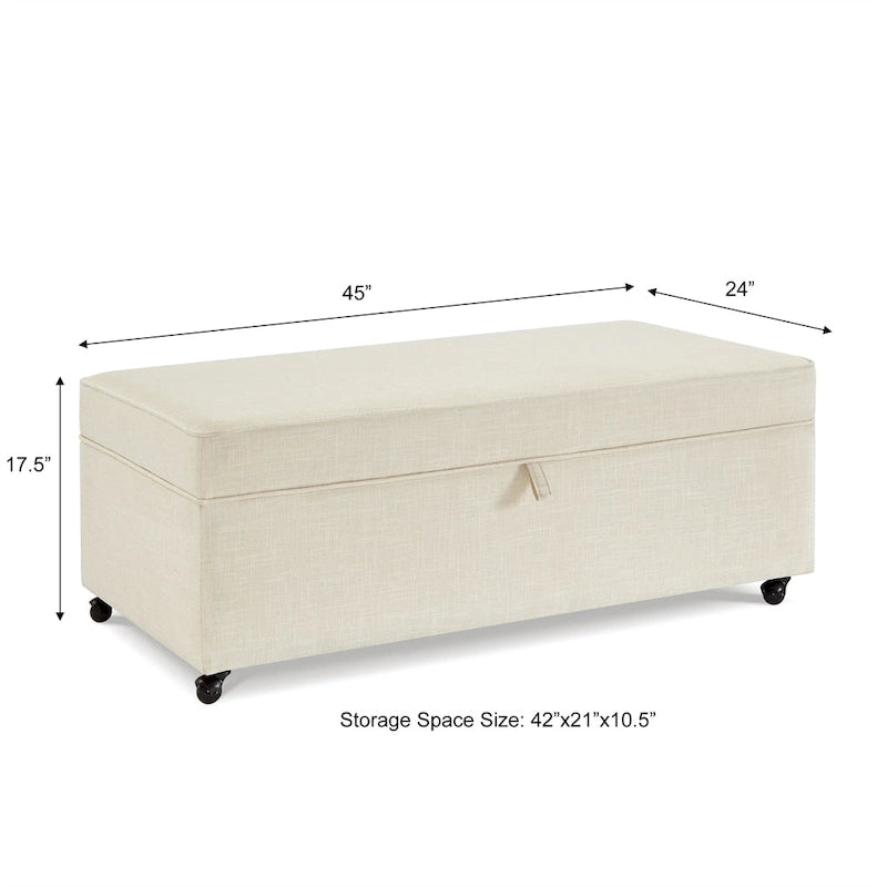 Banc de rangement en lin Avoine/Ivoire/Gris/Gris foncé/Noir, 2-3 personnes