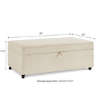 Banc de rangement en lin Avoine/Ivoire/Gris/Gris foncé/Noir, 2-3 personnes