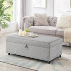 Banc de rangement en lin Avoine/Ivoire/Gris/Gris foncé/Noir, 2-3 personnes