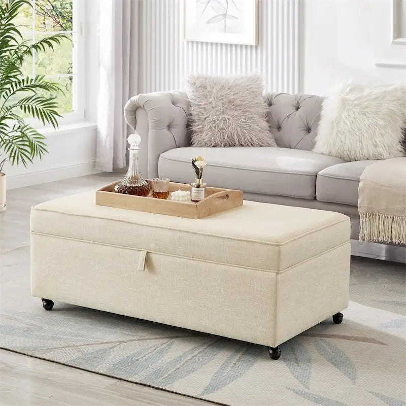 Banc de rangement en lin Avoine/Ivoire/Gris/Gris foncé/Noir, 2-3 personnes