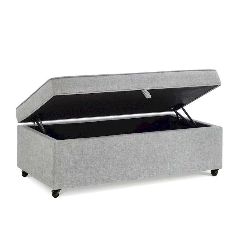 Banc de rangement en lin Avoine/Ivoire/Gris/Gris foncé/Noir, 2-3 personnes