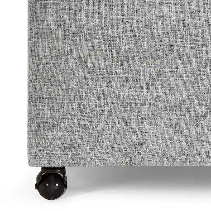 Banc de rangement en lin Avoine/Ivoire/Gris/Gris foncé/Noir, 2-3 personnes
