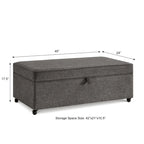 Banc de rangement en lin Avoine/Ivoire/Gris/Gris foncé/Noir, 2-3 personnes