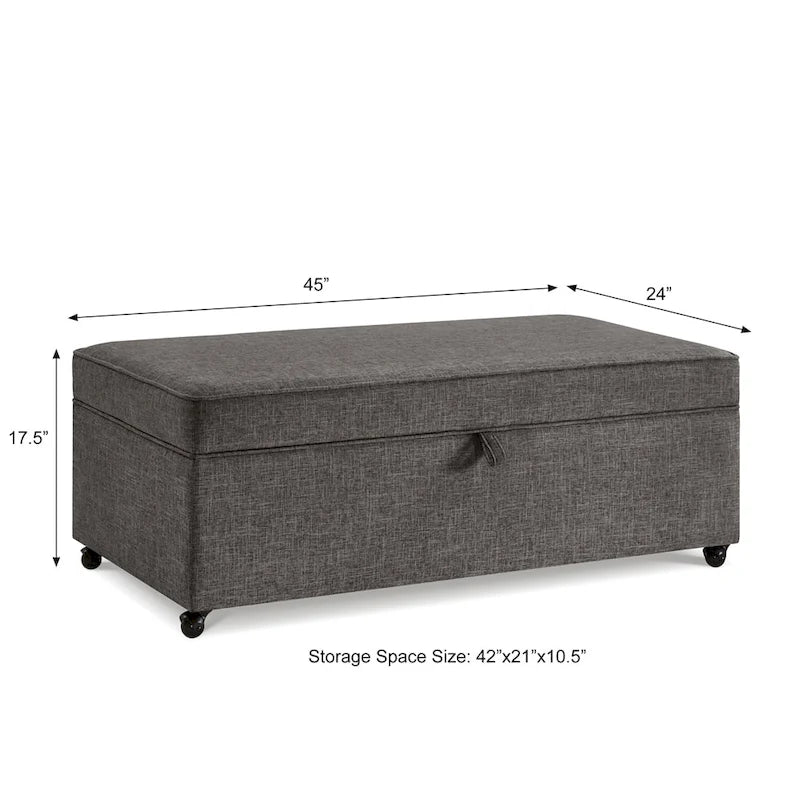 Banc de rangement en lin Avoine/Ivoire/Gris/Gris foncé/Noir, 2-3 personnes
