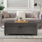 Banc de rangement en lin Avoine/Ivoire/Gris/Gris foncé/Noir, 2-3 personnes