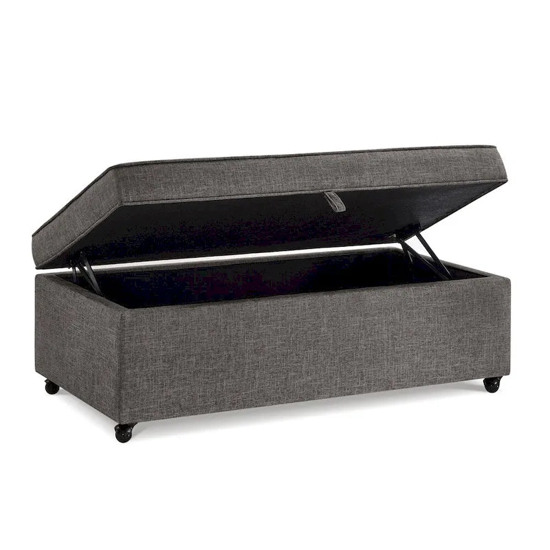 Banc de rangement en lin Avoine/Ivoire/Gris/Gris foncé/Noir, 2-3 personnes