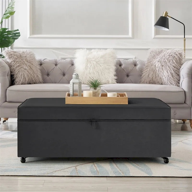 Banc de rangement en lin Avoine/Ivoire/Gris/Gris foncé/Noir, 2-3 personnes