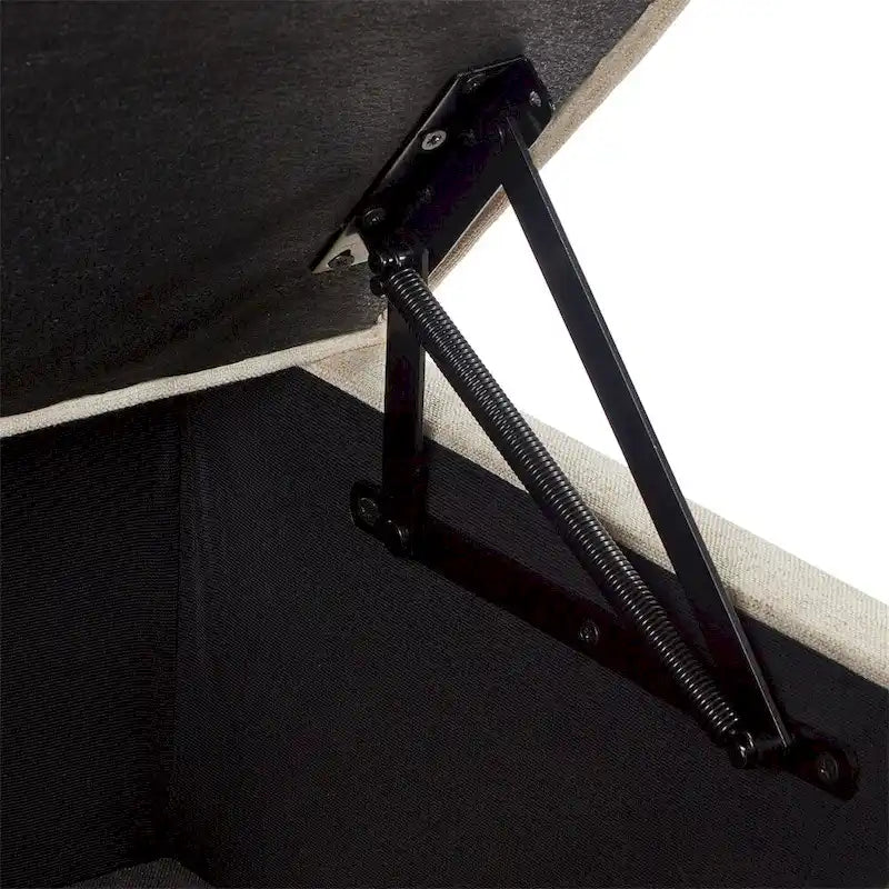 Banc de rangement en lin Avoine/Ivoire/Gris/Gris foncé/Noir, 2-3 personnes