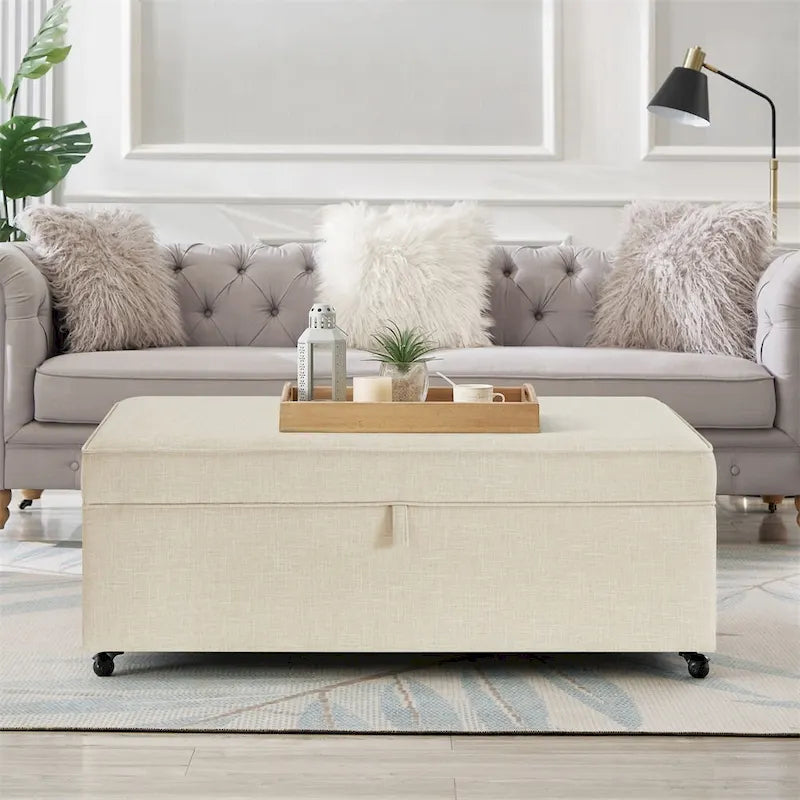 Banc de rangement en lin Avoine/Ivoire/Gris/Gris foncé/Noir, 2-3 personnes