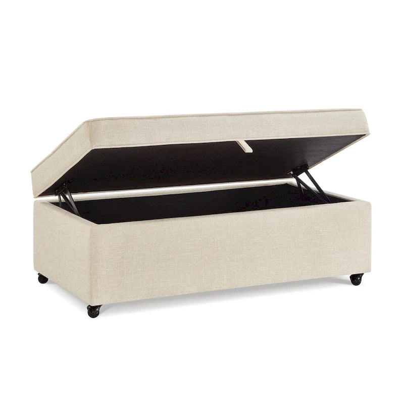 Banc de rangement en lin Avoine/Ivoire/Gris/Gris foncé/Noir, 2-3 personnes