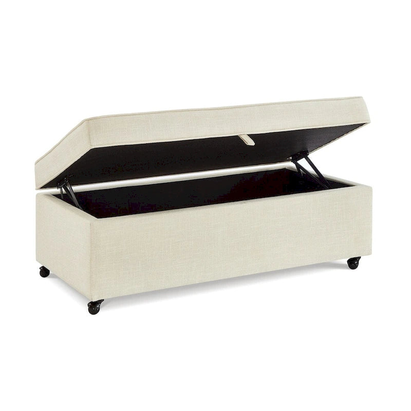 Banc de rangement en lin Avoine/Ivoire/Gris/Gris foncé/Noir, 2-3 personnes