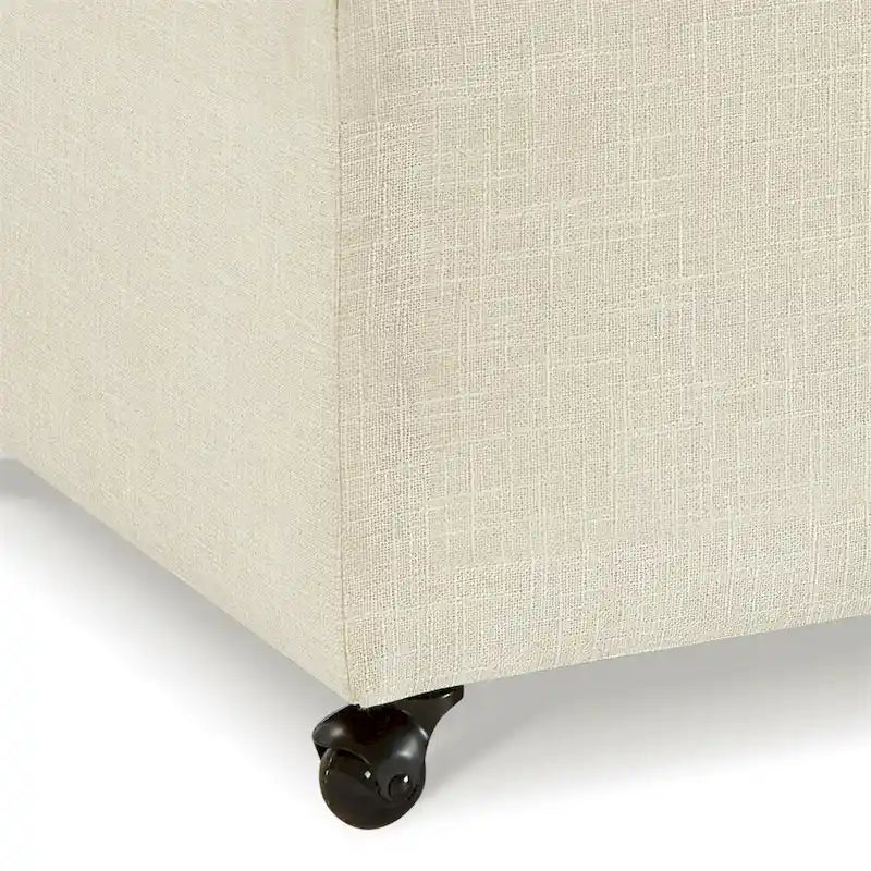 Banc de rangement en lin Avoine/Ivoire/Gris/Gris foncé/Noir, 2-3 personnes