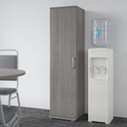 Meuble de rangement haut et étroit avec porte et étagères – Gris platine / Gris orage / Blanc