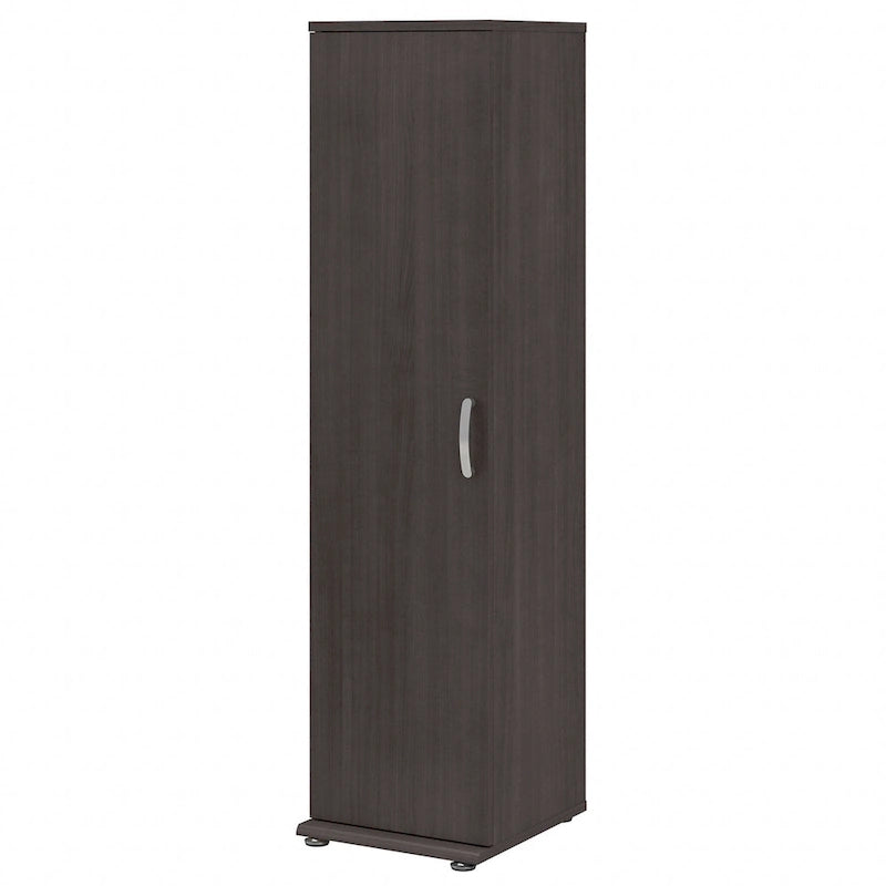 Meuble de rangement haut et étroit avec porte et étagères – Gris platine / Gris orage / Blanc