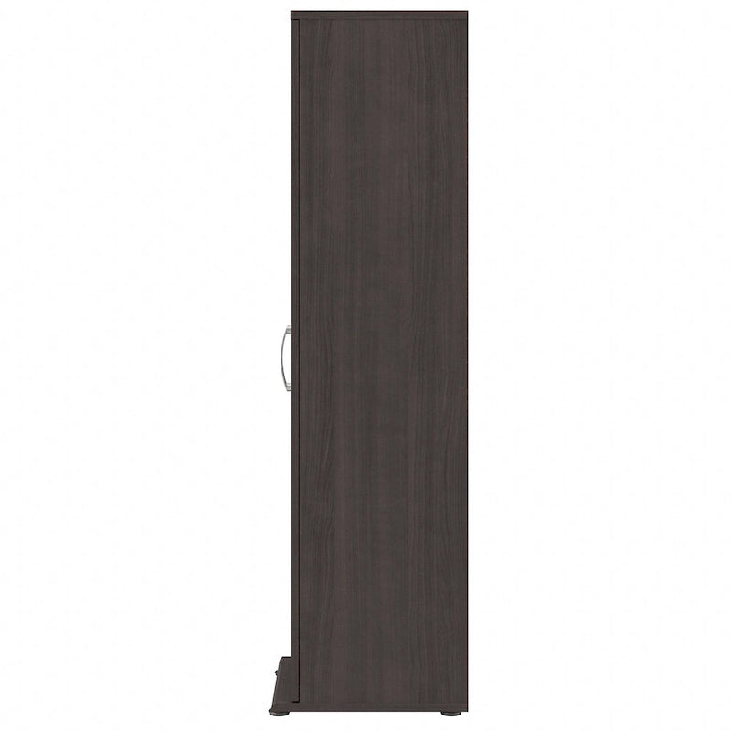 Meuble de rangement haut et étroit avec porte et étagères – Gris platine / Gris orage / Blanc
