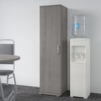 Meuble de rangement haut et étroit avec porte et étagères – Gris platine / Gris orage / Blanc