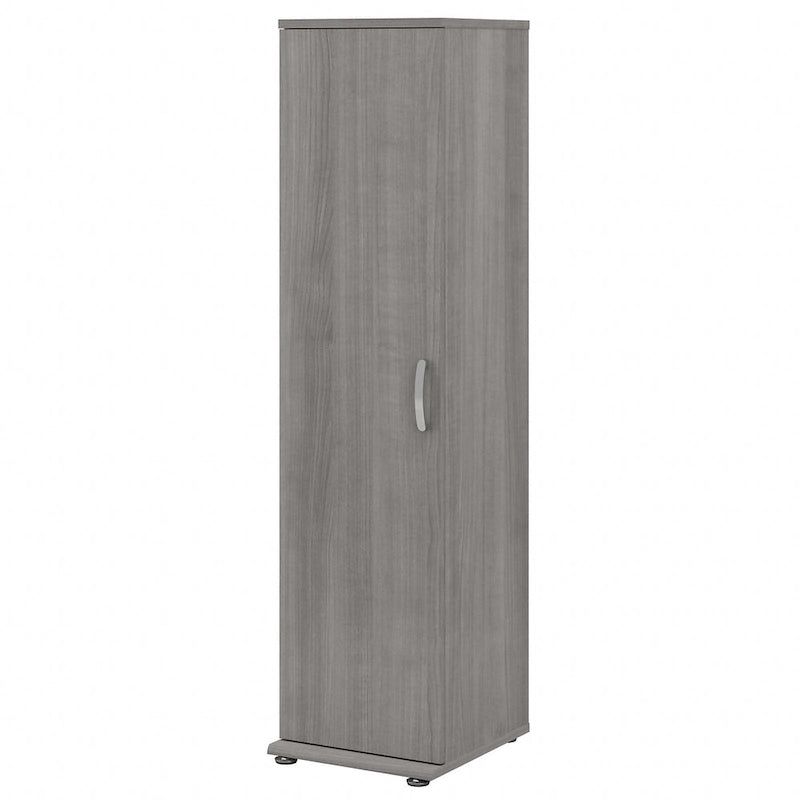 Meuble de rangement haut et étroit avec porte et étagères – Gris platine / Gris orage / Blanc