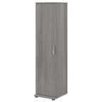 Meuble de rangement haut et étroit avec porte et étagères – Gris platine / Gris orage / Blanc