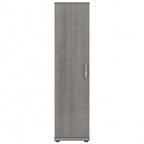 Meuble de rangement haut et étroit avec porte et étagères – Gris platine / Gris orage / Blanc