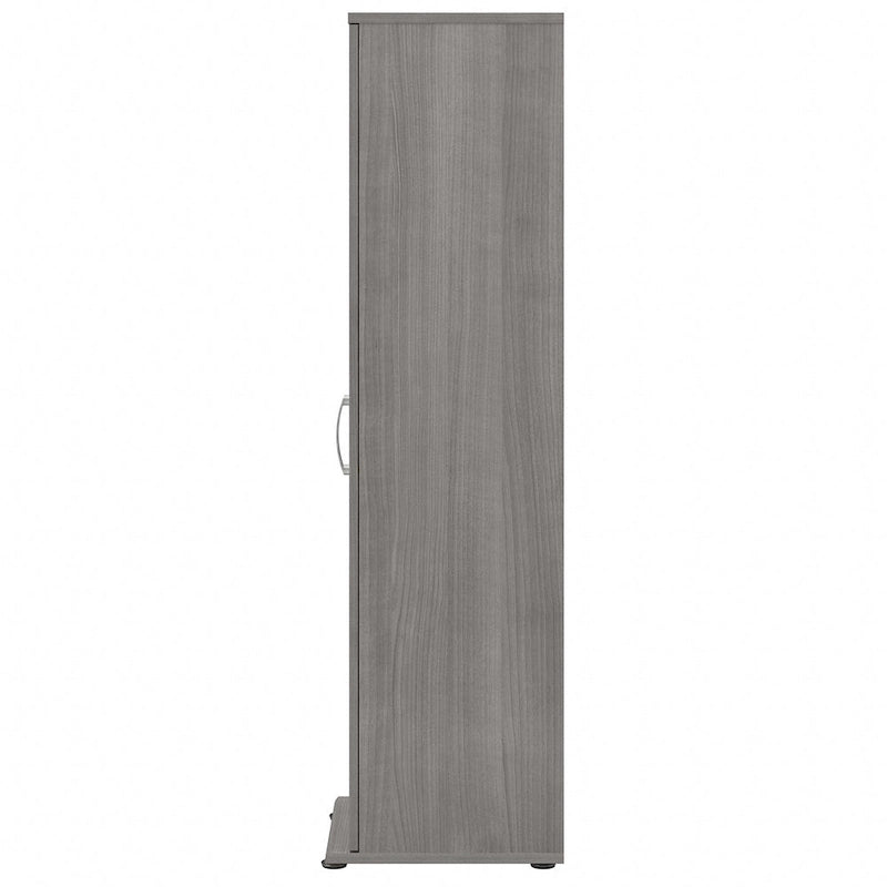 Meuble de rangement haut et étroit avec porte et étagères – Gris platine / Gris orage / Blanc