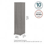 Meuble de rangement haut et étroit avec porte et étagères – Gris platine / Gris orage / Blanc