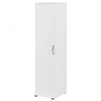 Meuble de rangement haut et étroit avec porte et étagères – Gris platine / Gris orage / Blanc